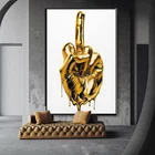 Абстрактный жест любви Золотая Серебряная металлическая скульптура Холст Живопись стены фотообои для гостиной домашний декор квадраты
