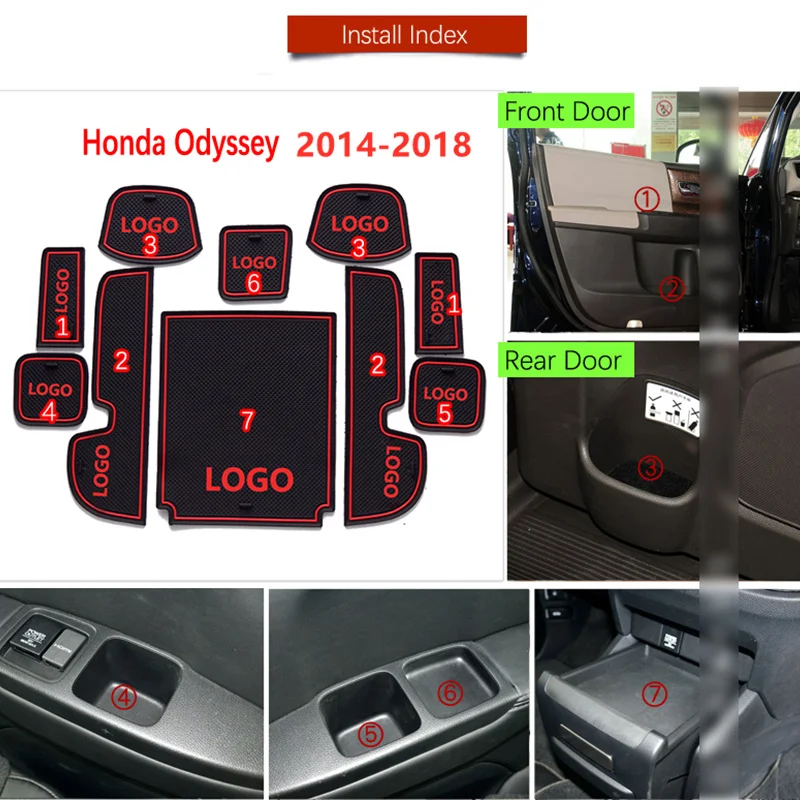 Дверной коврик для Honda Odyssey 2014 2015 2016 2017 2018 RC1 RC2 JDM модель Противоскользящий слот