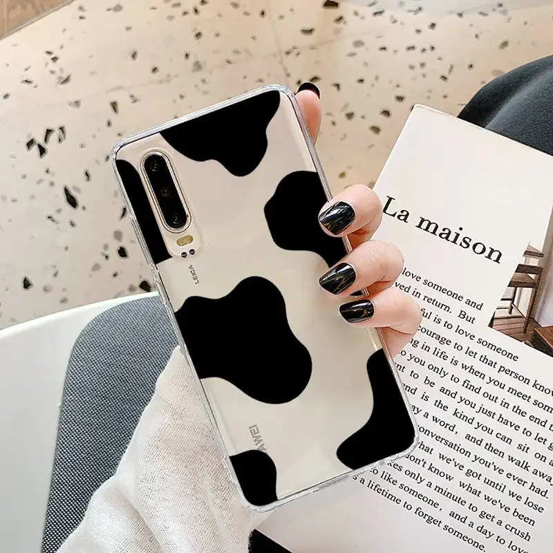 

cow skin print Phone Case Transparent for Samsung A71 S9 10 20 HUAWEI p30 40 honor 10i 8x xiaomi note 8 Pro 10t 11