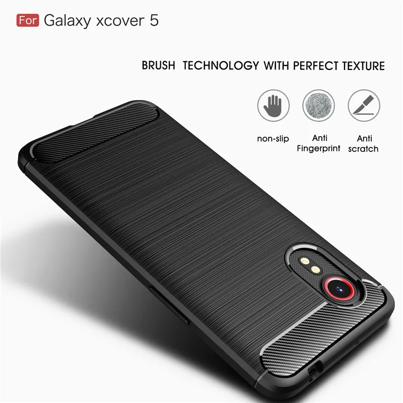 Soft Carbon Fiber Case For Samsung Galaxy Xcover 5 Case XCover Pro Cover Protective Phone Bumper For Samsung Xcover 5 Funda