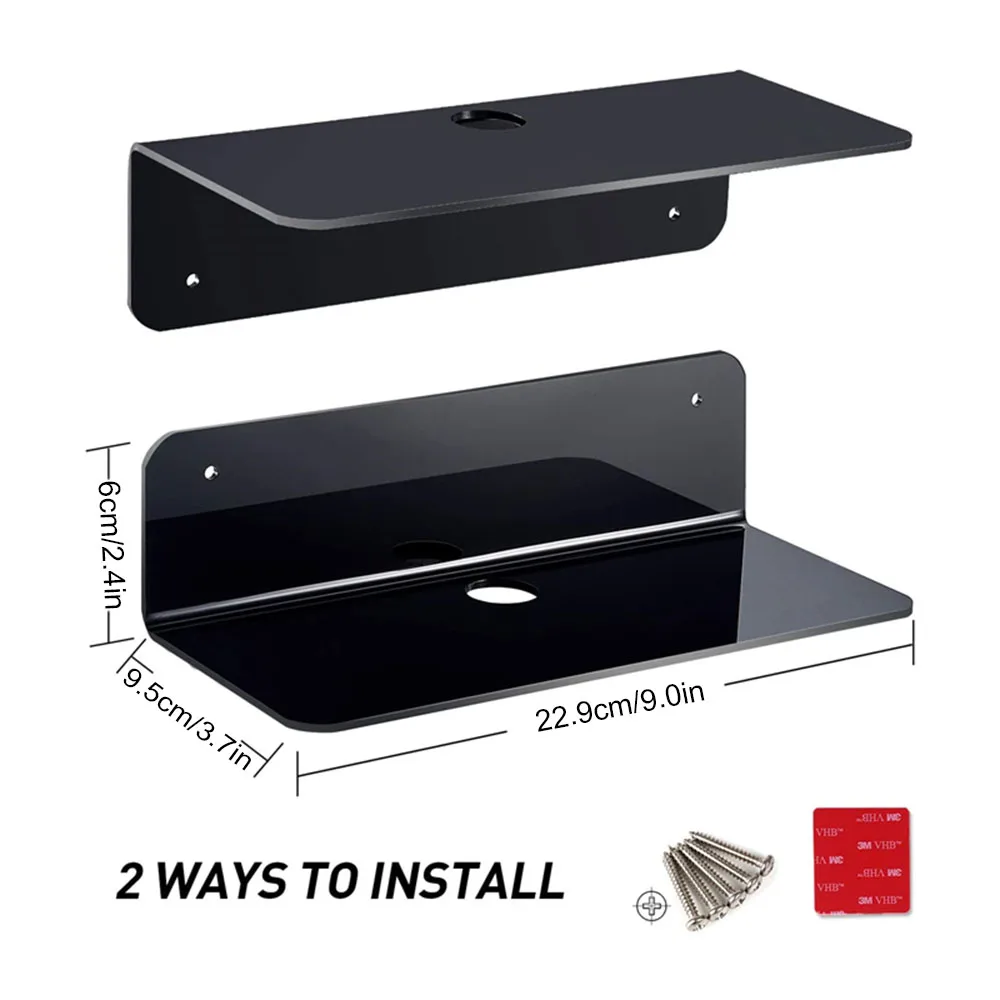 

Набор из 2 плавающих полок для крепления на стену, акриловые подвесные полки с зажимами для кабеля, легкое расширение пространства на стену, ...