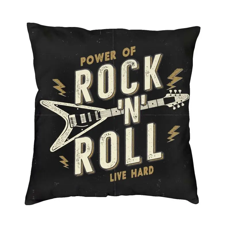 

Power Of Rock N Roll Live Hard Music Lovers Pillow Case Home Decor Popular Music Cushion Cover Throw Pillow For Living Room