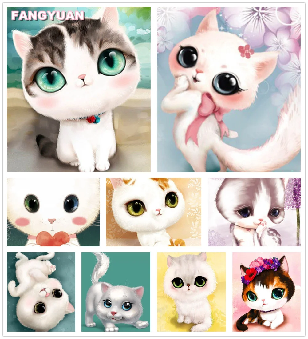 

Cartoon Cute Cat 5D Diy Diamond Painting Accessories Pink Pet Full Drill Diamond Embroidery Mosaic Cross Stitch Kit Home Decor