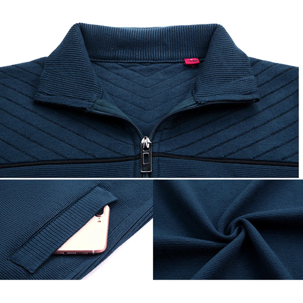 

Covrlge Autumn Winter Youth Men's Cardigan Sweater Pure Color Stand-up Collar Jacquard Fashion Korean Style Slim Men Coat MWK027