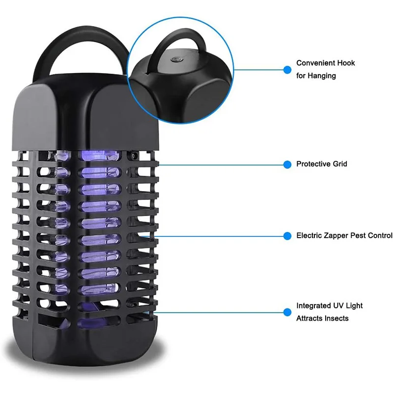 

HLZS-Electric Bug Lamp Portable Standing or Hanging Design Perfect for Home Bedroom Office Indoor Places Use