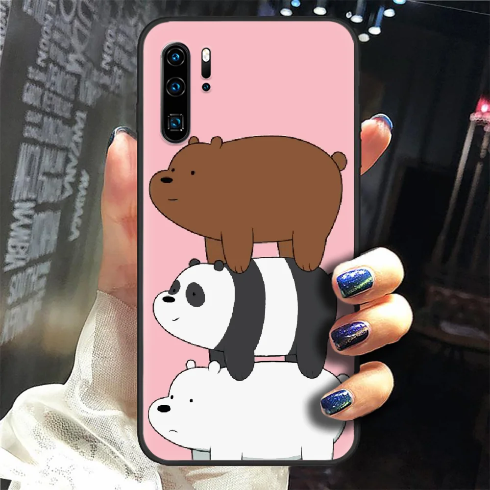 

Cute Cartoon We Bare Ice Bear Phone Case Cover Hull For Huawei P8 P9 P10 P20 P30 P40 Lite Pro Plus Smart Z 2019 black Waterproof