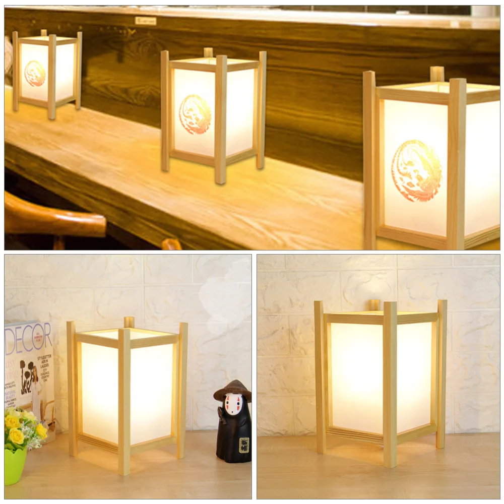 

1pc Home Use Wooden Night Lamp Japanese Style Lamp Decorative Desktop Light
