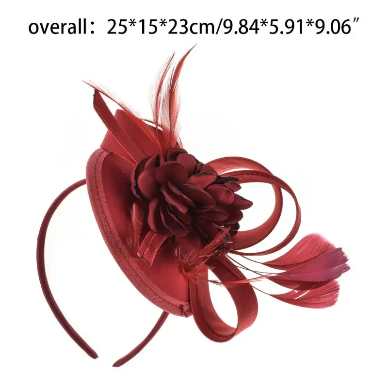 Женская шляпка-Таблетка с перьями и цветами |