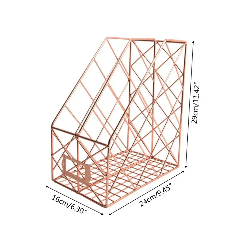 

Nordic Wrought Iron Grid File Holder Simple Double Layer Desk Shelf Magazine Book Storage Rack Home Office Stationeries
