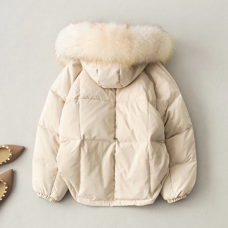 Куртка женская с капюшоном Fitaylor короткая куртка большим натуральным мехом енота