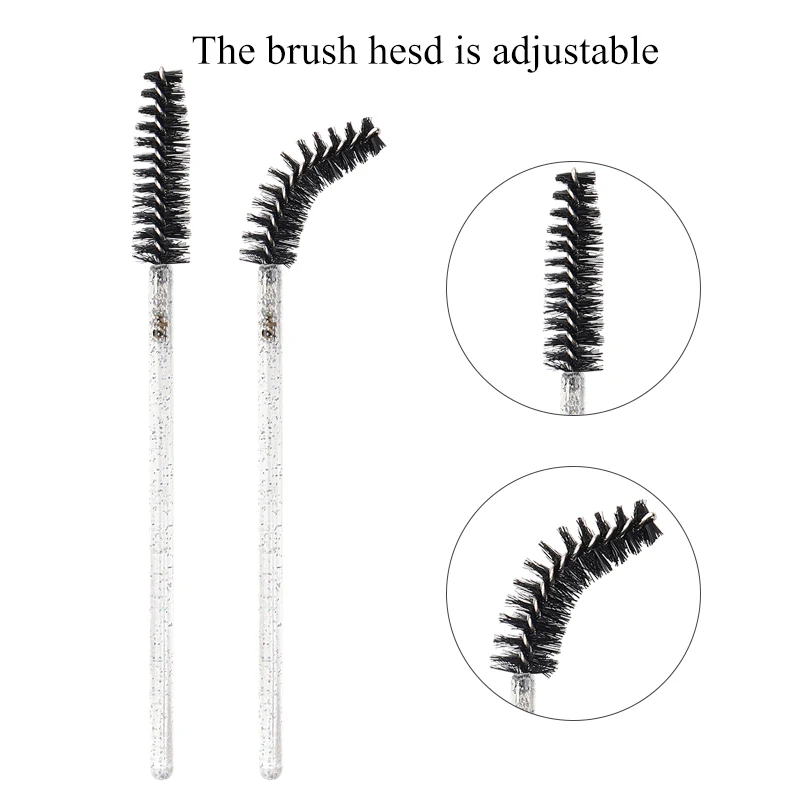 200 шт. Одноразовые щетки для наращивания ресниц белого цвета с кристальной ручкой в стиле Фенти Бьюти Косметика для глаз ресницы Тени для век Кисти для макияжа.