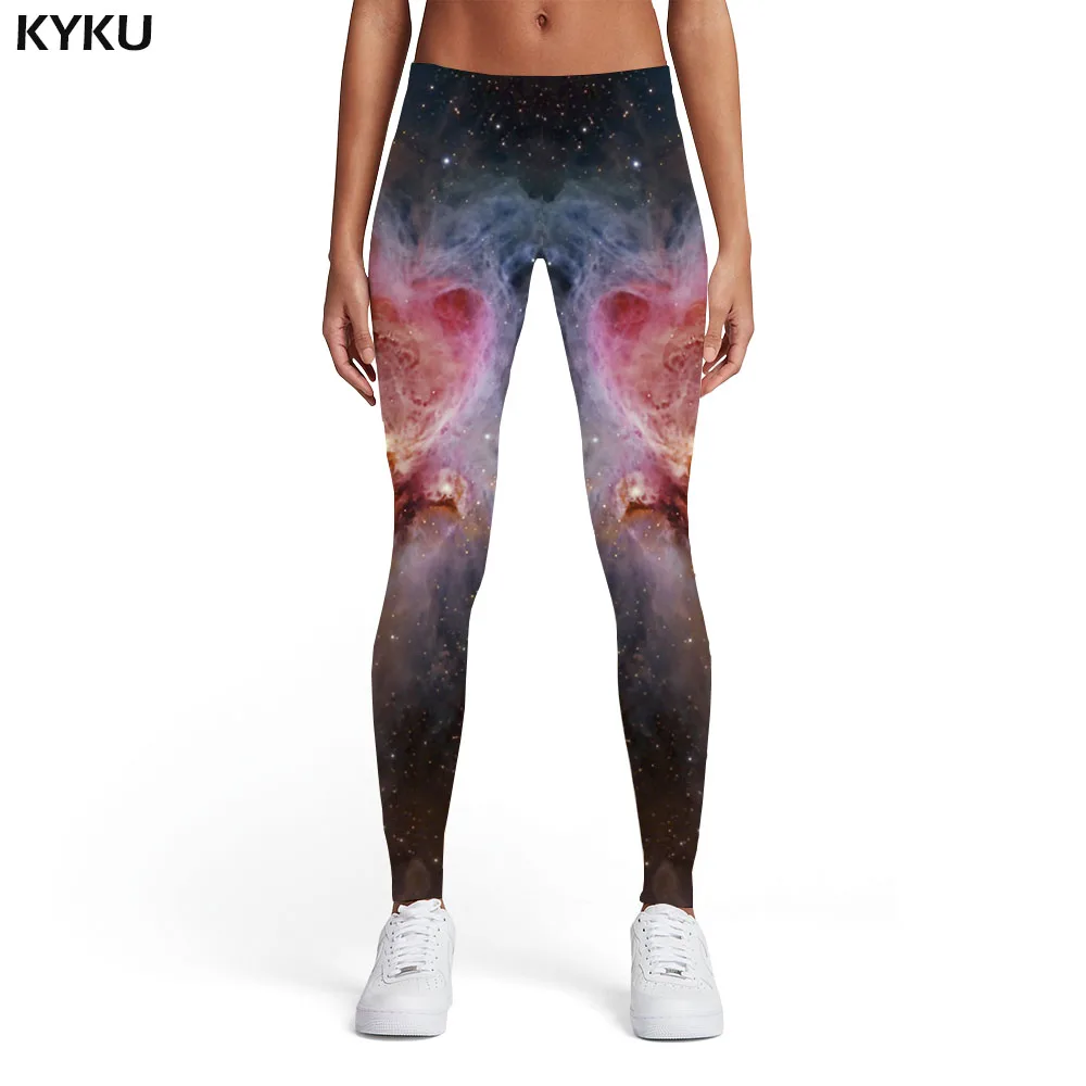 KYKU galaxy Леггинсы женские Aurora 3d ПРИНТ зеленые женские туманности эластичные Harajuku леггинсы женские s легинсы, штаны для фитнеса джеггинсы
