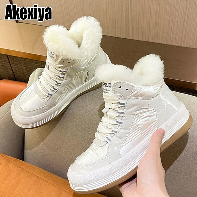 

Женские повседневные кроссовки из натуральной кожи, зимние ботинки с мехом, теплая женская обувь, женская обувь на платформе со шнуровкой