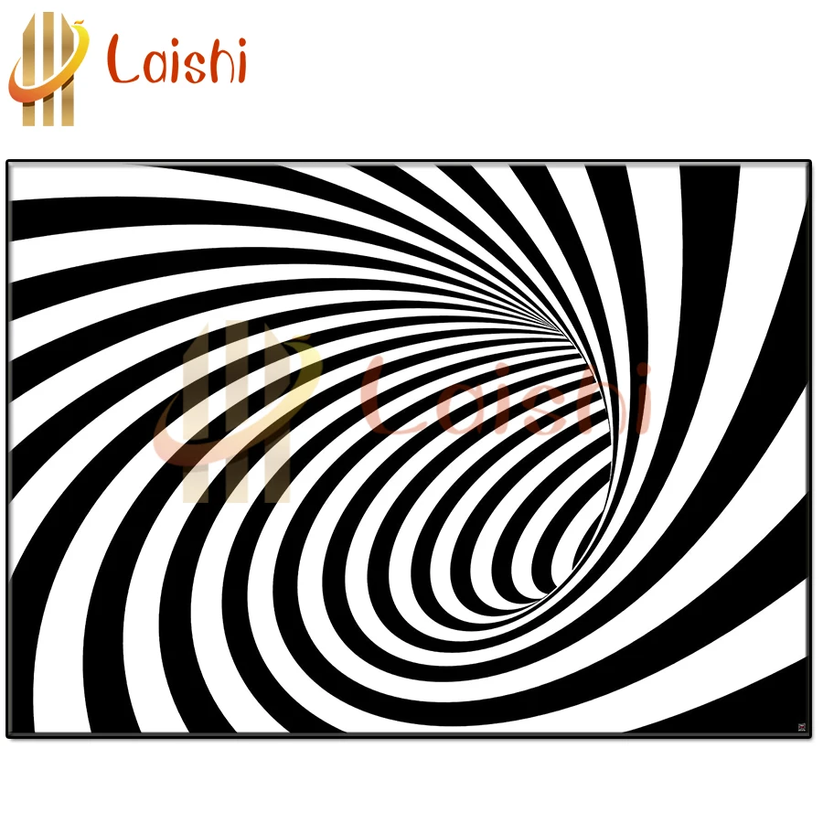 

Full drill square round diamond painting Tunnel black and white Doppler effect abstract art fantasy decor diamond embroidery
