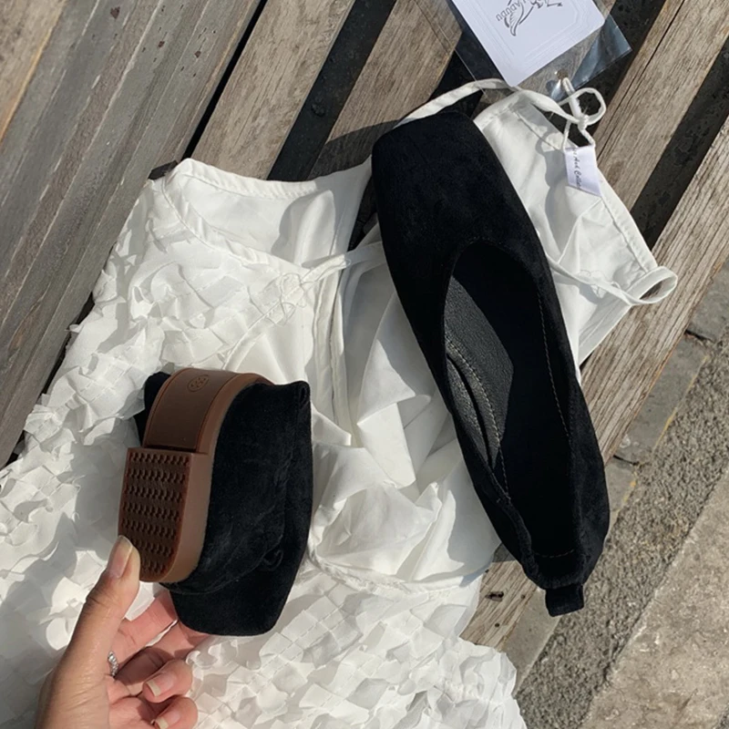 Concise Flat Shoes Women Suede Moccasins Square Toe Casual Ballet Flats Female Slip On Soft Loafer Lady Spring Autumn Shoe Woman | Обувь