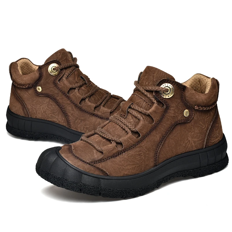 Мужские ботинки из натуральной кожи Очень теплые зимние ручной работы Зимняя