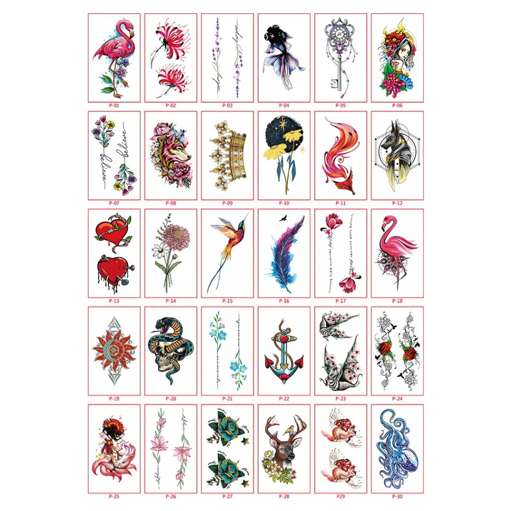 Black Rose Temporary Waterproof Tattoo Sticker, Flamingo False Tattoo, Body Painting Art, One-Time Decorative Flash Tattoo