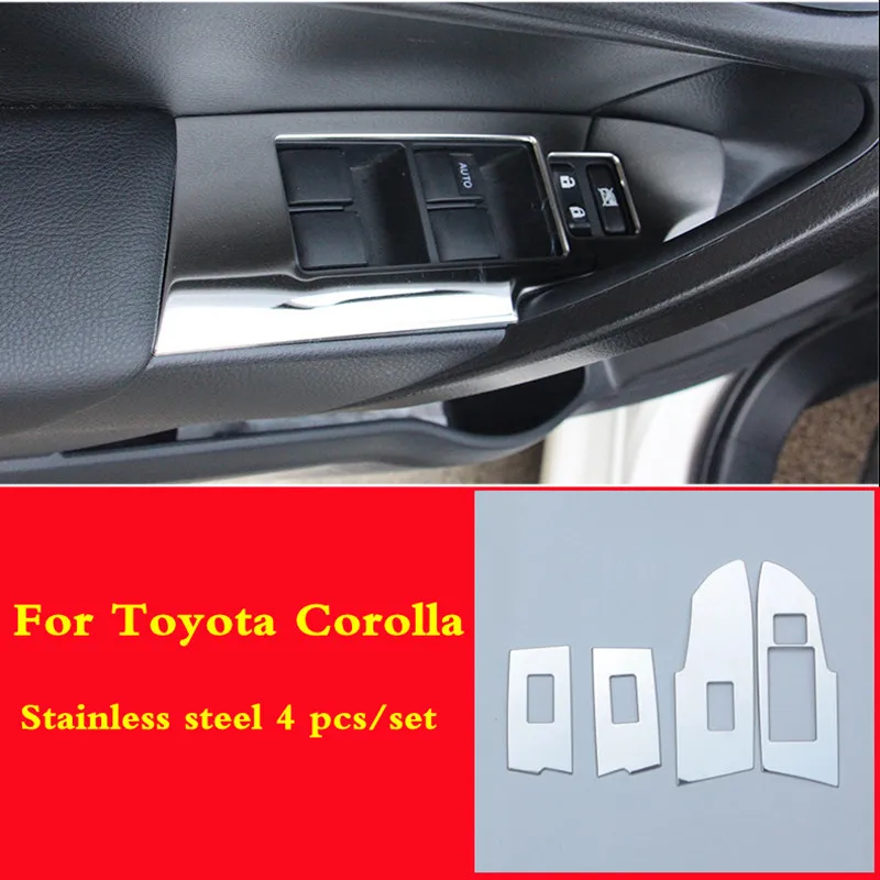 

For Toyota Corolla 2014 2015 2016 2017 Car Styling Accessories Stainless steel Door Window Lift Regulator Cover Trim 4pcs LHD