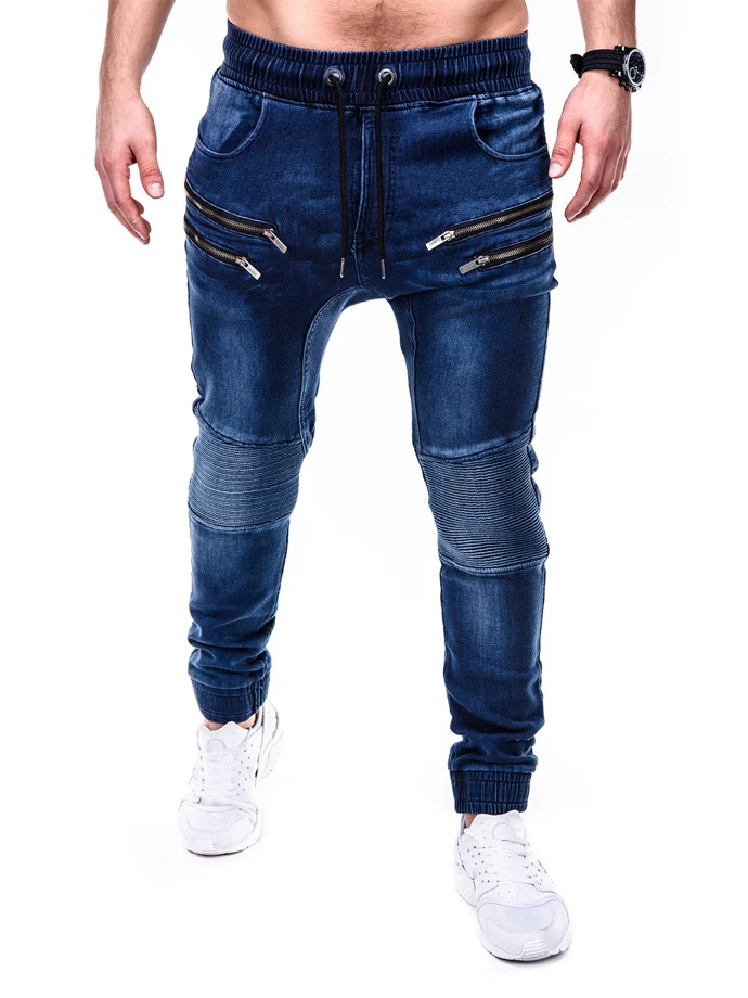 

jeans blue and grey slim pants mens black denim trousers zipper blue Pencil Pants Pure color for jeans The locomotive pants