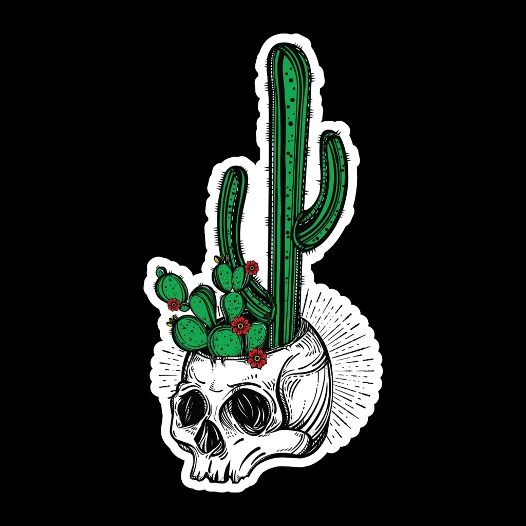 

S50815# 13CM/17CM Personality PVC Decal For CACTUS SKULL Waterproof Car Sticker on Motorcycle Laptop Decorative Accessories
