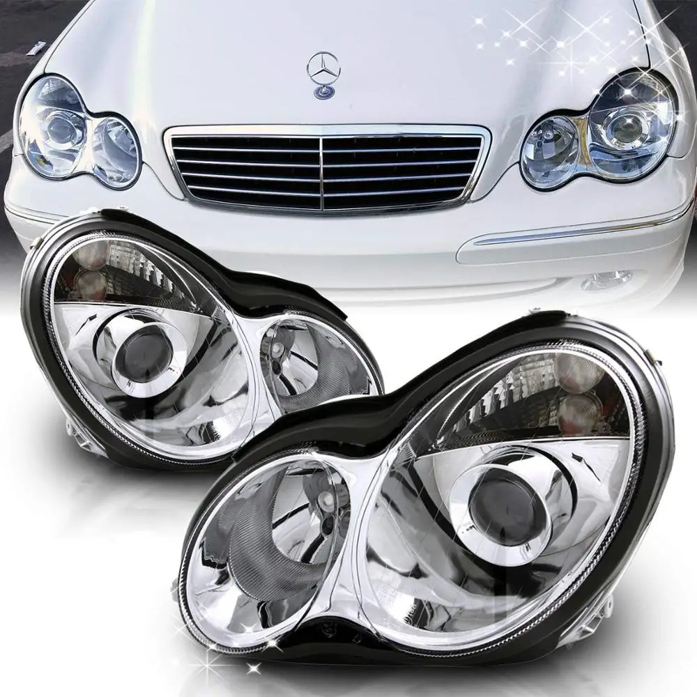Сменные хромированные фары проектора для 01 07 Mercedes Benz C класса W203 пассажирских и