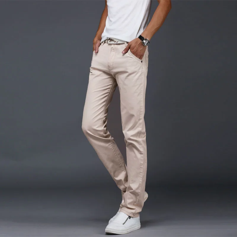 Брюки мужские хлопковые прямые модные брендовые повседневные штаны Slim Fit