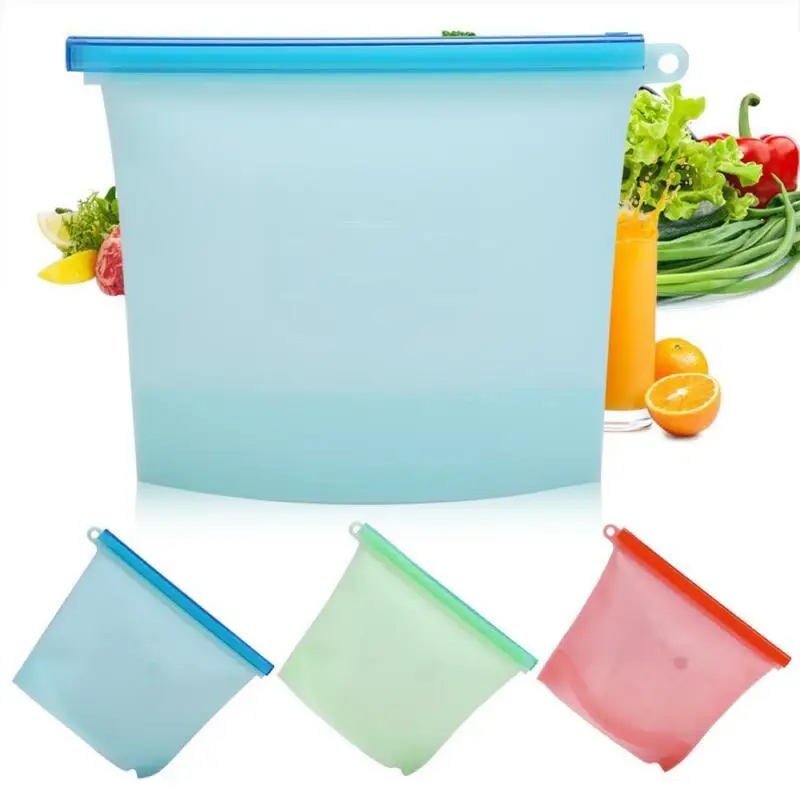 1000 мл многоразовая силиконовая сумка для хранения пищевых продуктов обеденная