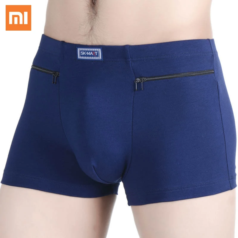 4pcs/lot Xiaomi Men's Underwear Cotton Double Pocket Zipper Anti-theft Panties Men Comfortable Breathable Winter Wear Male Boxer