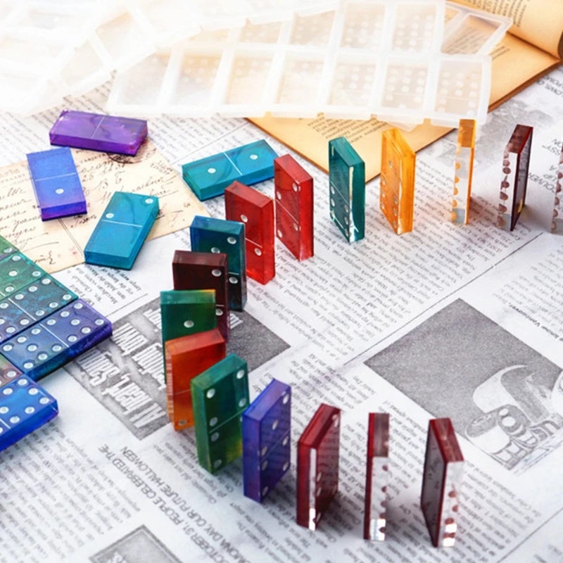 

Crystal Epoxy Resin Game Toy Mold Dominoes Casting Silicone Mould DIY Crafts Polymer Clay Jewelry Making Tools