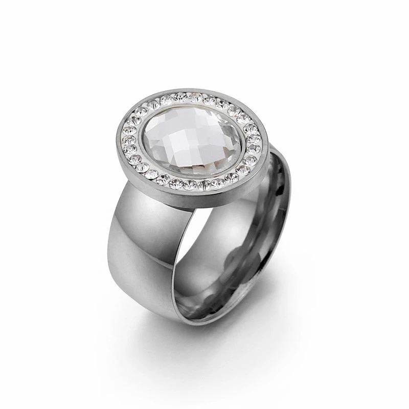 Dicotic Нержавеющая Сталь Дубай золотые кольца для женщин полный циркон крупных