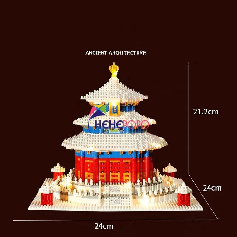 

No.8050 World Architecture Ancient Temple of Heaven Snow Winter Mini Diamond Blocks Bricks Building Toy for Children no Box