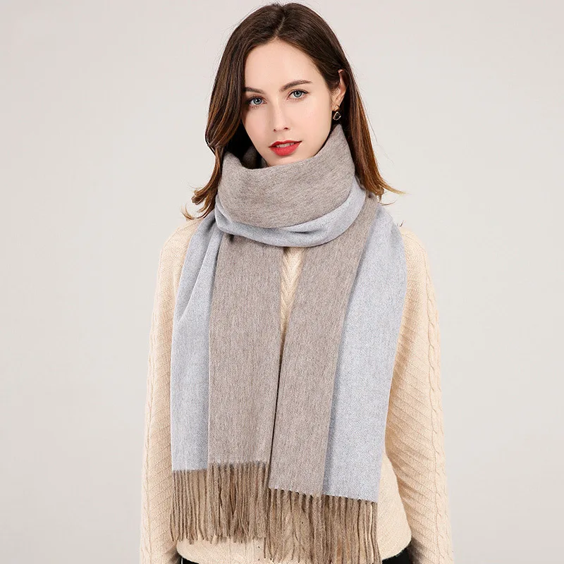 Двусторонние женские шарфы из 100% чистой шерсти двусторонние теплые кашемировые