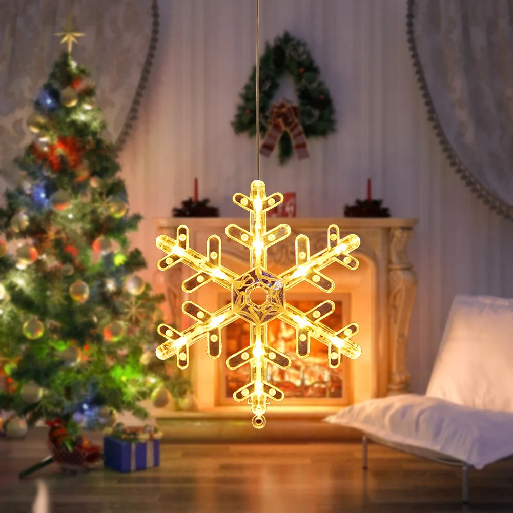 

LED String Light Snowflake Moon Pattern Decorative Sucker Lamp Battery Powered Pendant for Holiday Christmas Party Home Decorati