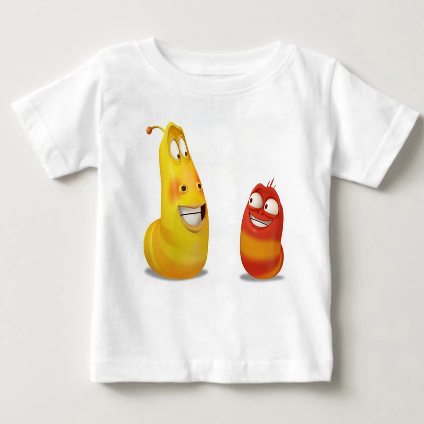 

2020 Funny Cartoon Animation Larva T Shirt Boy Summer Short Sleeve Stinky Insects Tops Fashion Cotton Tees Children Clothing MJ