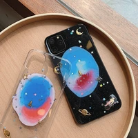 tfshining cute universe phone case for iphone 11 pro max xr xs max x 8 7 6 6s plus moon star planet transparent back cover coque