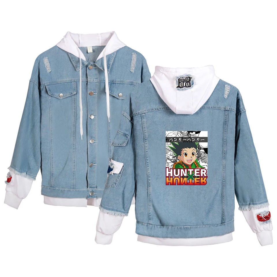 

Denim Jean Jacket Hunter X Hunter HXH Hoodie Sweatshirt Teens Male/Female hisoka killua Figure Print Clothes Japanese Manga Top