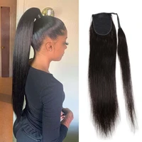 ponytail human hair extensions with clip in wrap around ponytail straight brazilian hair ponytails 100gset for women