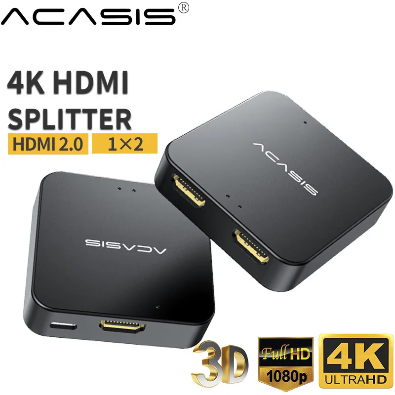 HDMI совместимый разветвитель 1 в 2 Переключатель поддерживает 3D 4K @ 30HZ Полный HD1080P