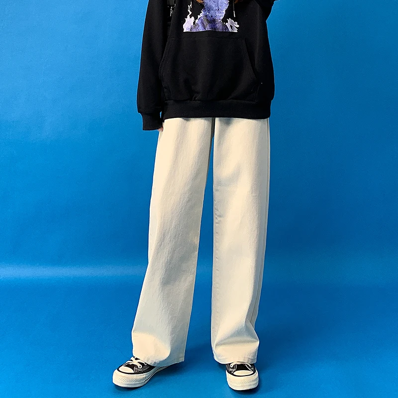 

2021 Women's Pants Jean Women High Waist Mom Jeans Baggy Denim Trousers Casual Black Blue Fashion Full Length Straight Leg Pants