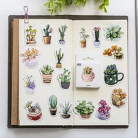 50pcs succulent plants stickers set 44mm mini potting cactus seal sticker for diy journal album frame decoration kids gift
