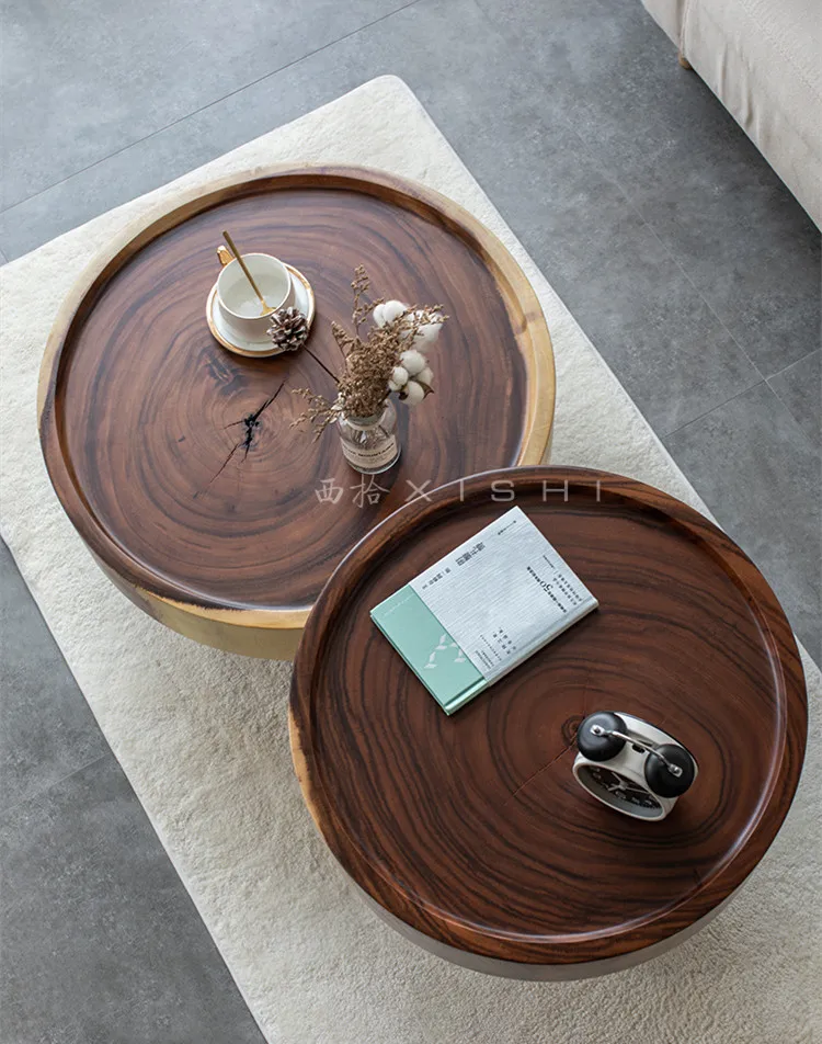 

Solid Wood Pier Stool Nordic Log Side Table Coffee Stump Decoration Round Walnut Hotel Creative Tea Table Home Furniture