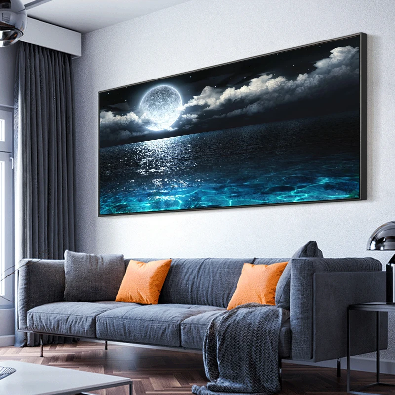 Настенная картина Лунная ночь пейзаж плакат и принты морской настенные картины