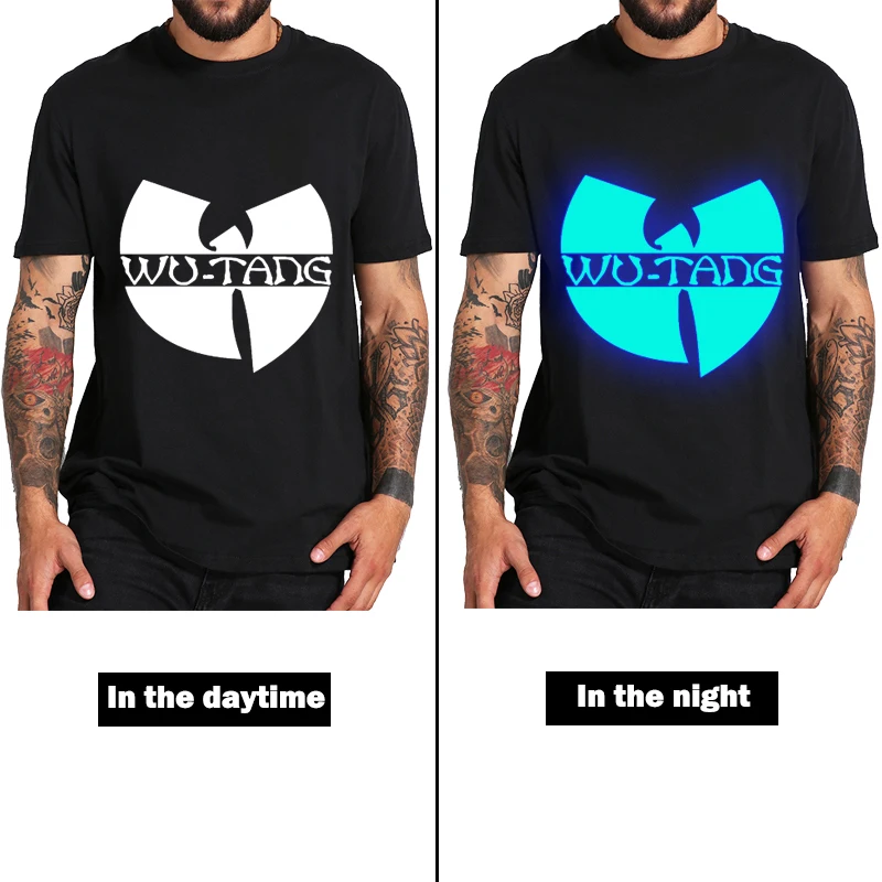 Светящаяся летняя футболка черная забавная Футболка с принтом Wu tang персональная
