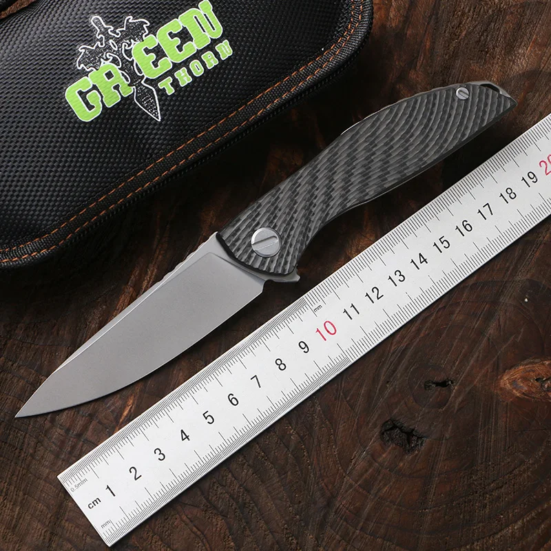 Нож Green thorn hation zero flipper d2 из углеродного волокна + TC4 титановый нож CF походный ручка