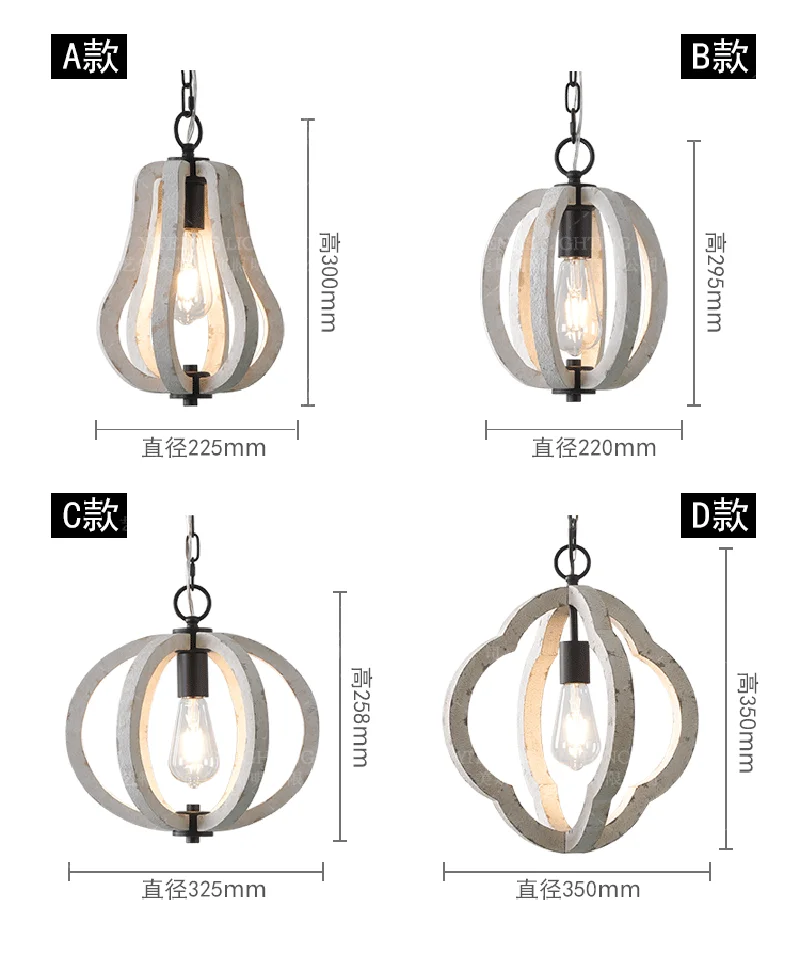 

Pendant Light Single Lamps Wooden Suspension Luminaire Small Wood French Vintage White in Farmhouse Kitchen Bedroom Mini 1 Light