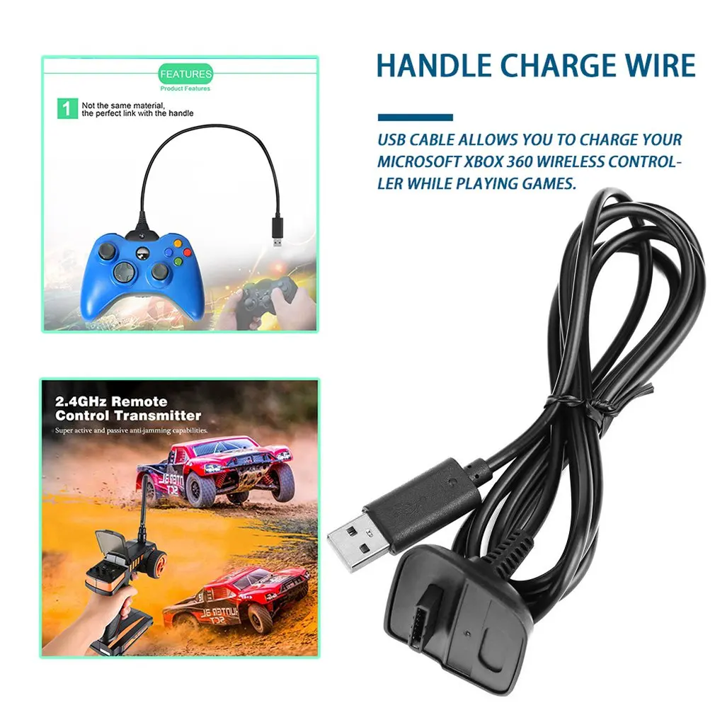 Зарядный кабель usb для Xbox 360 контроллер зарядный кабель usb зарядное устройство аккумуляторная батарея кабель Шнур Xbox 360 контроллер