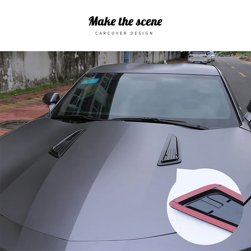 iJDM 1 Pair SS Style Black Bonnet Hood Vent Scoop Covers For 2016-18 Chevrolet Camaro | Автомобили и мотоциклы
