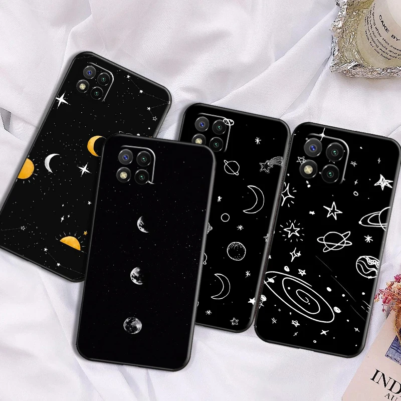 

Fantasy Universe Night Sky Stars Moon Phone Case For Xiaomi Redmi 7 7A 8 8A 9 9i 9AT 9T 9A 9C Note 8 8T 8 Pro TPU Black Cover