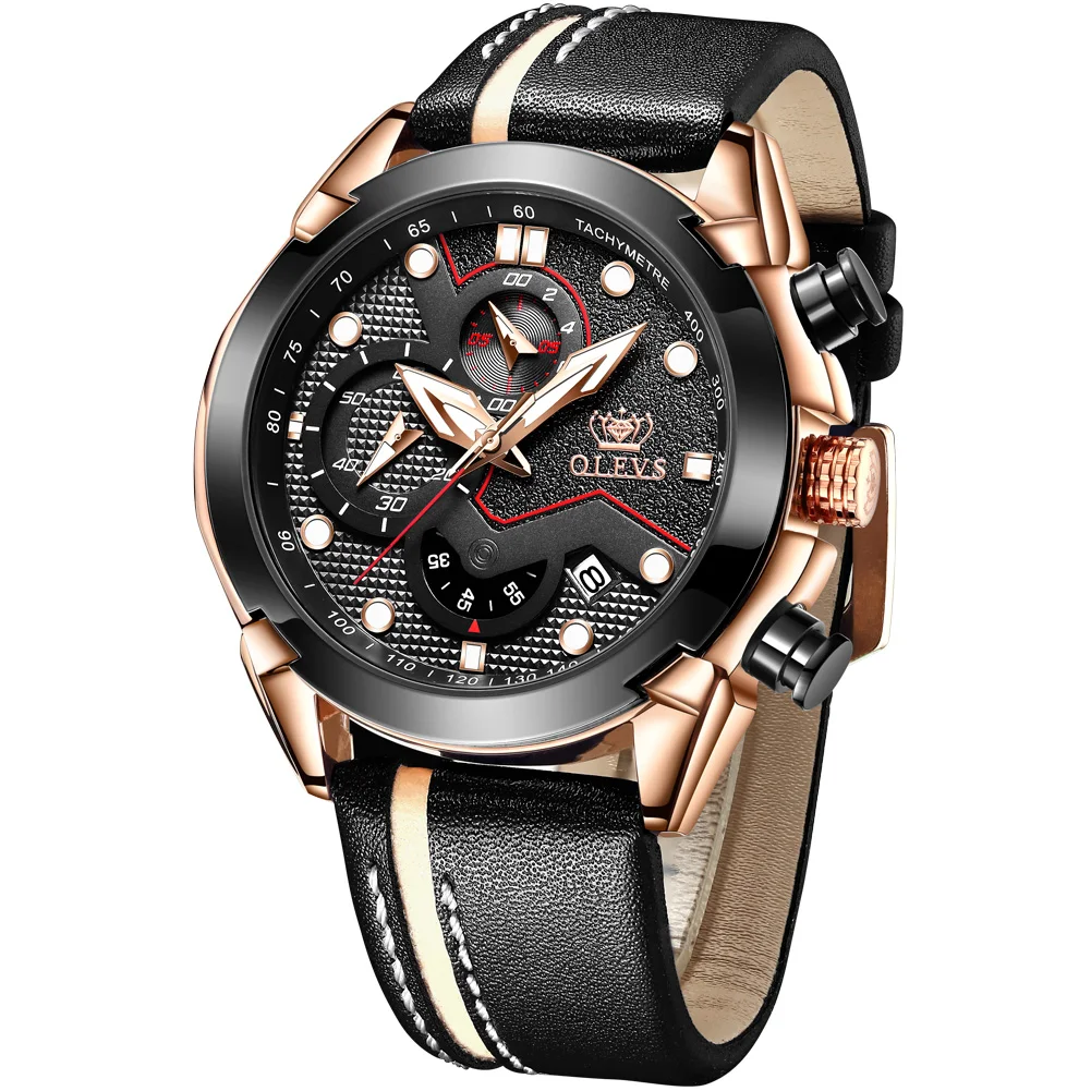 

2021 new type men's watch black Chronograph with stopwatch wristwatch
