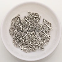 50pcslot zinc alloy tibetan silver european charm leaf shape pendant size 18x10mm zn6173b